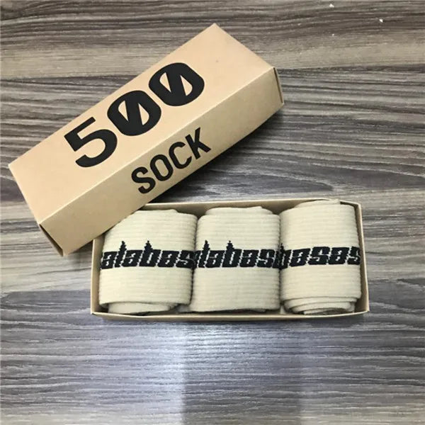 3 Pairs/Box Socks Men Crew Male Street Kanye West Hip Hop Match Basketball Fuzzy Socks Men Women Fashion Socks Gifts for Men