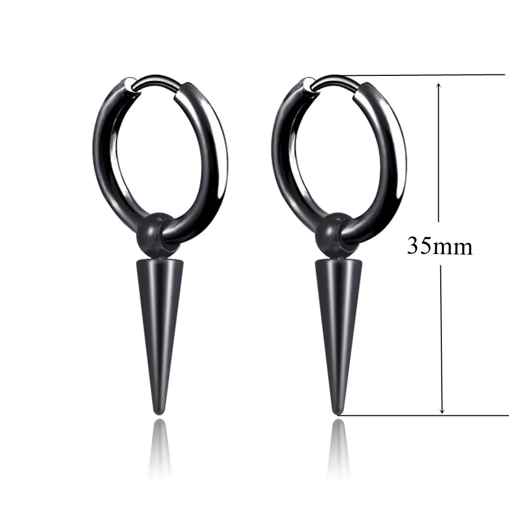 Black Punk Stainless Surgical Steel Stud Earrings For Men Women Small Vintage Hip Hop Ear Jewelry Accessories Earrings Wholesale