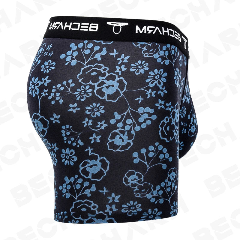 BeCharm Men's Underpants Boxers Shorts Printing Sexy Panties Male Briefs Set Boxer Men Cotton Plus Size Comfortable for Sports