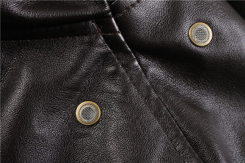 2025 Winter Vintage A2 leather jacket men streetwear Removable fur flight motorcycle bomber padded air force coat