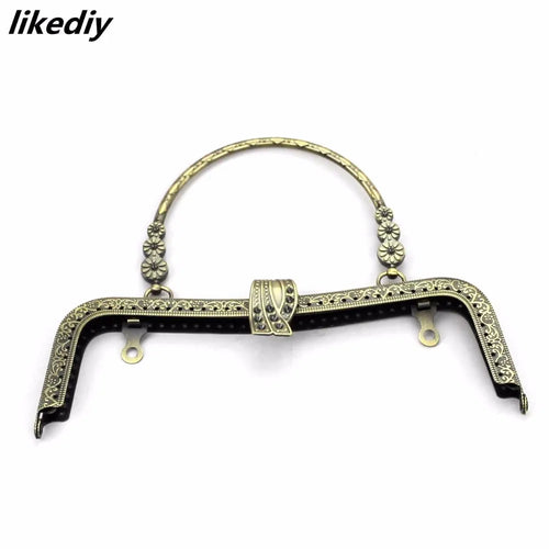 1 piece 20 cm concave waist leaf head Metal Purse Frame Bronze or Silver or Golden Clasp Lock Clip Bag Accessories Parts handle