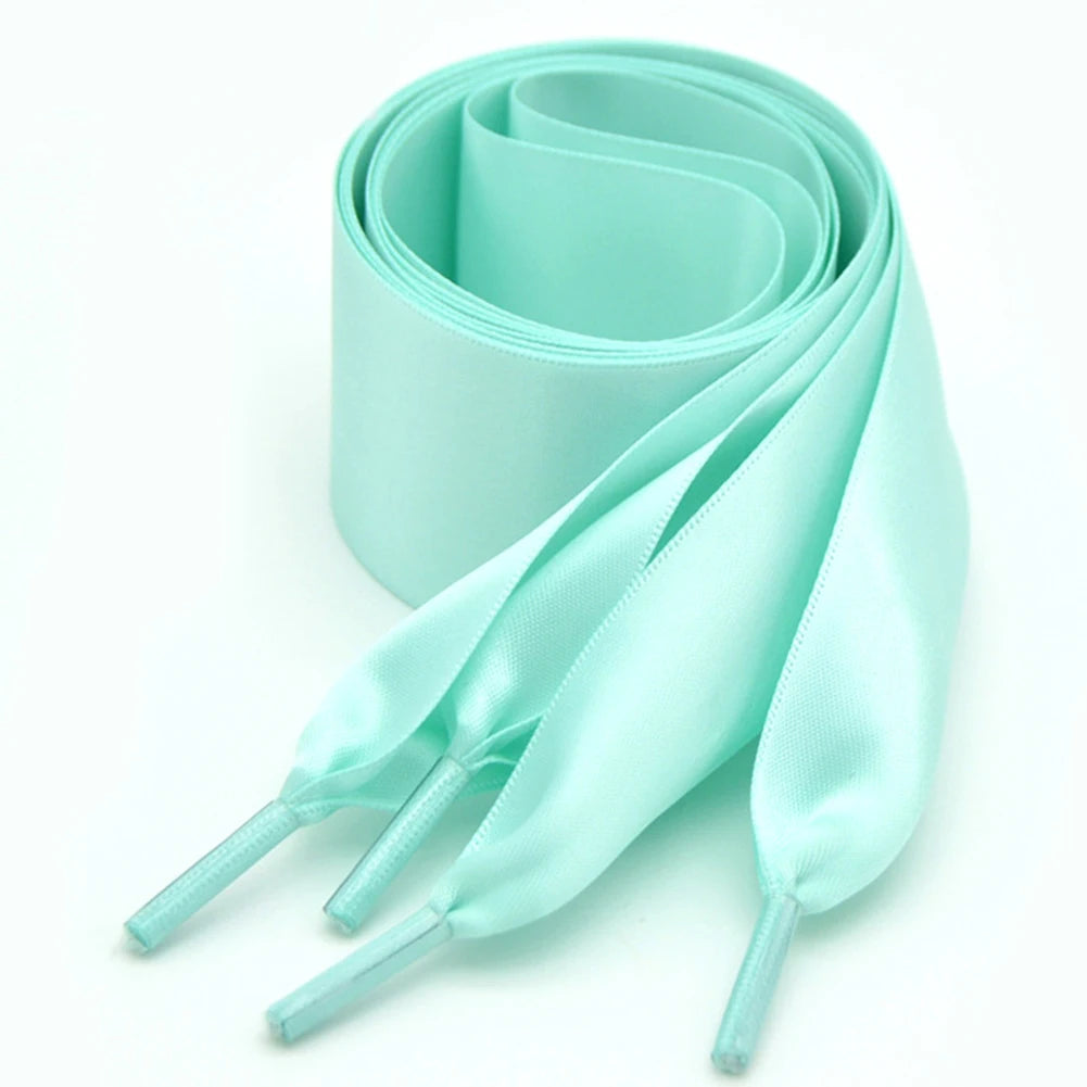 1Pair 4cm Width 90CM Flat  Satin Silk Ribbon Shoelaces Polyester Shoe Laces Sneaker Sport Shoes Lace Strings