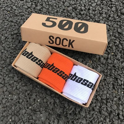 3 Pairs/Box Socks Men Crew Male Street Kanye West Hip Hop Match Basketball Fuzzy Socks Men Women Fashion Socks Gifts for Men