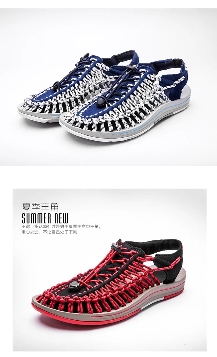 Men's Shoes High-quality Hand-woven Shoes Pull-on Outdoor Sandals Summer Soft Non-slip Gladiator Hiking Beach Platform Sandals