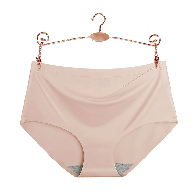 Underwear Women's Ice Silk Seamless High Waist Belly Lifting Buttocks Antibacterial Pure Cotton Crotch Girls Summer Thin