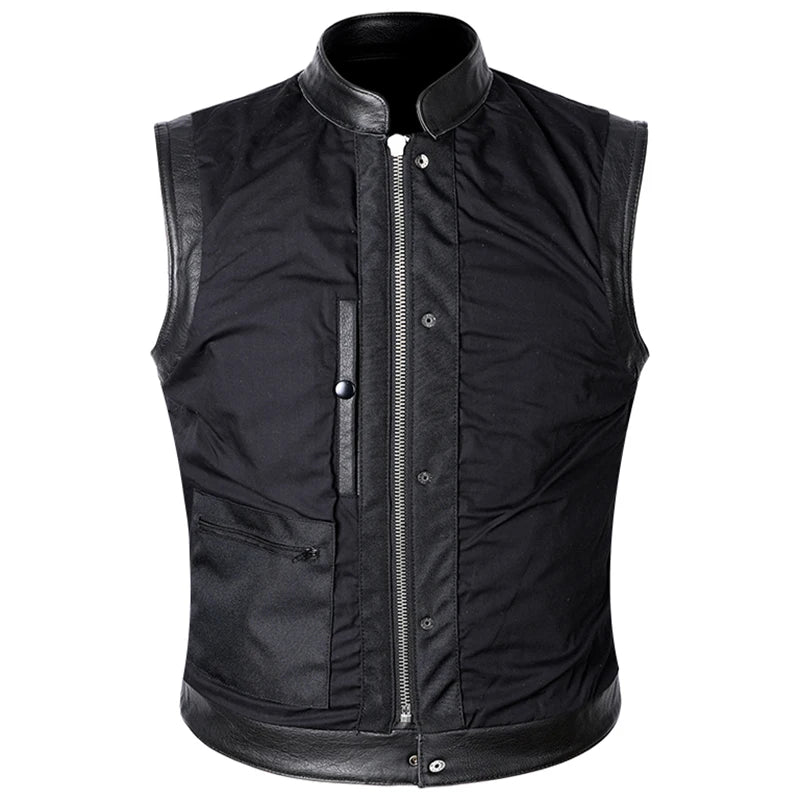 Sons of Anarchy Classical Motorcycle Biker Leather Vest Men Genuine Leather Sleeveless Jackets  REAL Cowhide Motorcade Vest 6XL