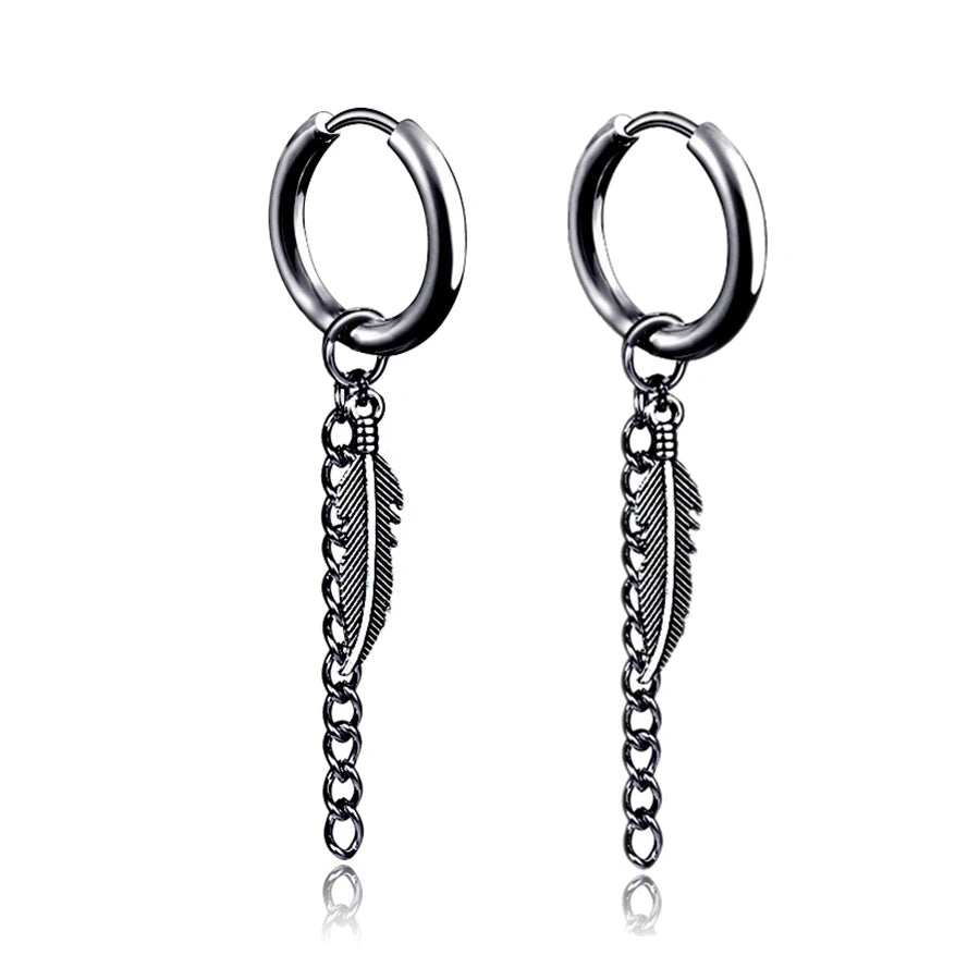 Black Punk Stainless Surgical Steel Stud Earrings For Men Women Small Vintage Hip Hop Ear Jewelry Accessories Earrings Wholesale