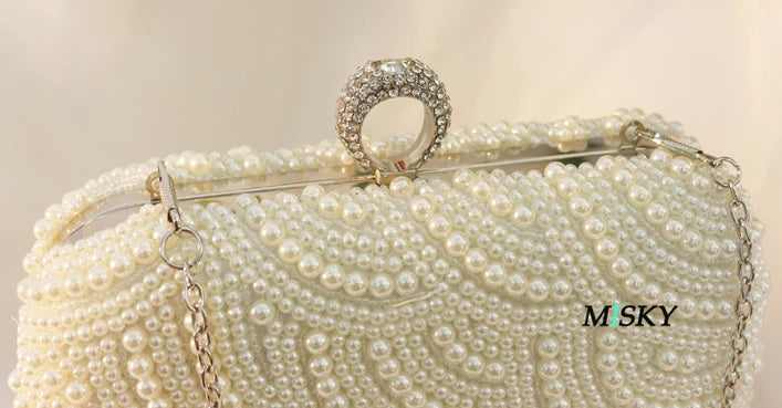 Pearl Clutch Bags Women Purse Ladies white Hand Bags Evening Bags for Party Wedding black Shoulder Bag Bolsa Feminina