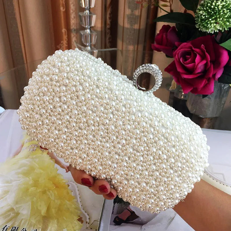 Pearl Clutch Bags Women Purse Ladies white Hand Bags Evening Bags for Party Wedding black Shoulder Bag Bolsa Feminina
