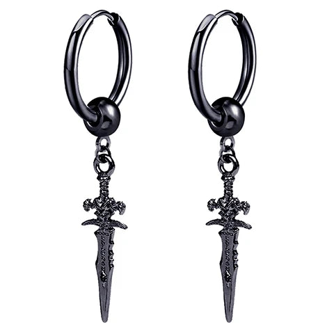 Black Punk Stainless Surgical Steel Stud Earrings For Men Women Small Vintage Hip Hop Ear Jewelry Accessories Earrings Wholesale