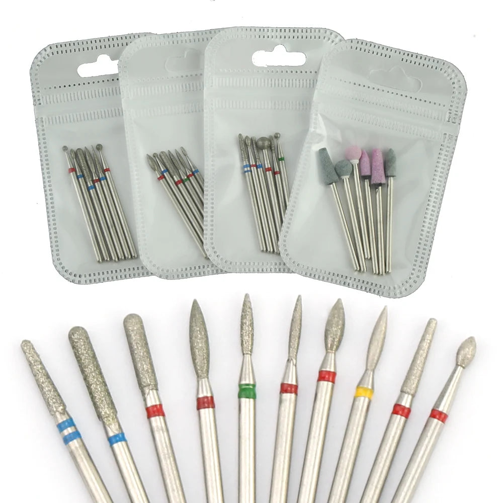 6pcs/pack Diamond Nail Milling Cutter Rotary Burr for Nail Files Cuticle Clean Drill Bits Apparatus for Manicure Art Tools