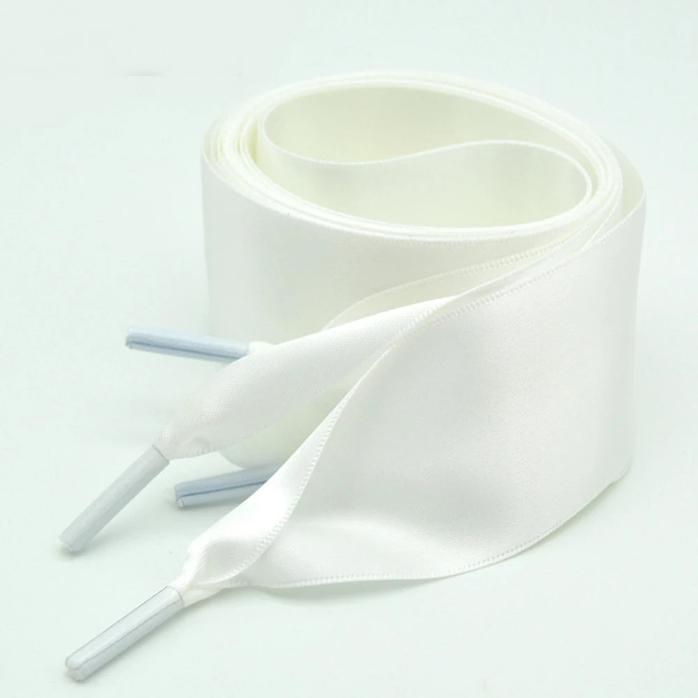 1Pair 4cm Width 90CM Flat  Satin Silk Ribbon Shoelaces Polyester Shoe Laces Sneaker Sport Shoes Lace Strings