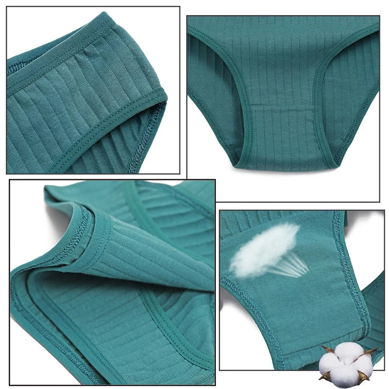 3PCS/Set Cotton Panties Women Underwear Sexy Lingerie Panties Female Lingerie Briefs Solid Color Panty Underpants Intimates