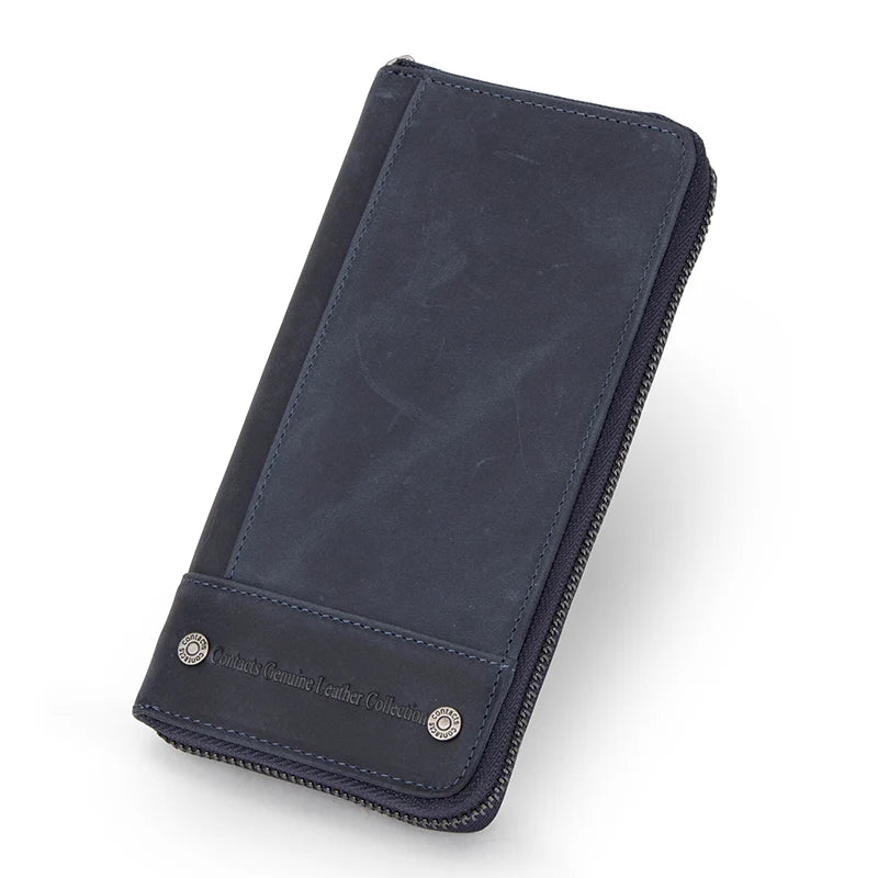 Contact's Women Wallets Genuine Leather Card Holder Female Purse Zipper Wallet For Women Fashion Clutch Bag Rfid Men Wallets