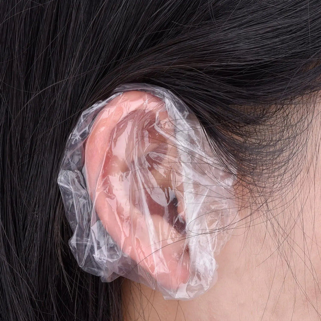 New  Ear Protector Caps Disposable Elastic Clear Shower Water Ear Covers Large For Hair Dye,Shower, Bathing Ear Cover Caps,Spa