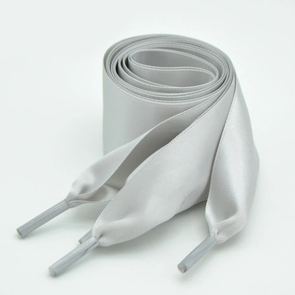 1Pair 4cm Width 90CM Flat  Satin Silk Ribbon Shoelaces Polyester Shoe Laces Sneaker Sport Shoes Lace Strings