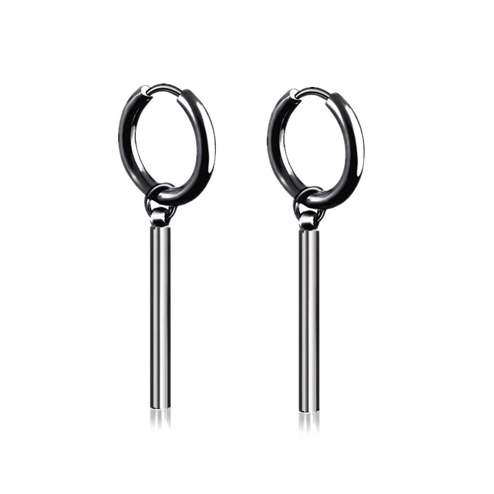 Black Punk Stainless Surgical Steel Stud Earrings For Men Women Small Vintage Hip Hop Ear Jewelry Accessories Earrings Wholesale