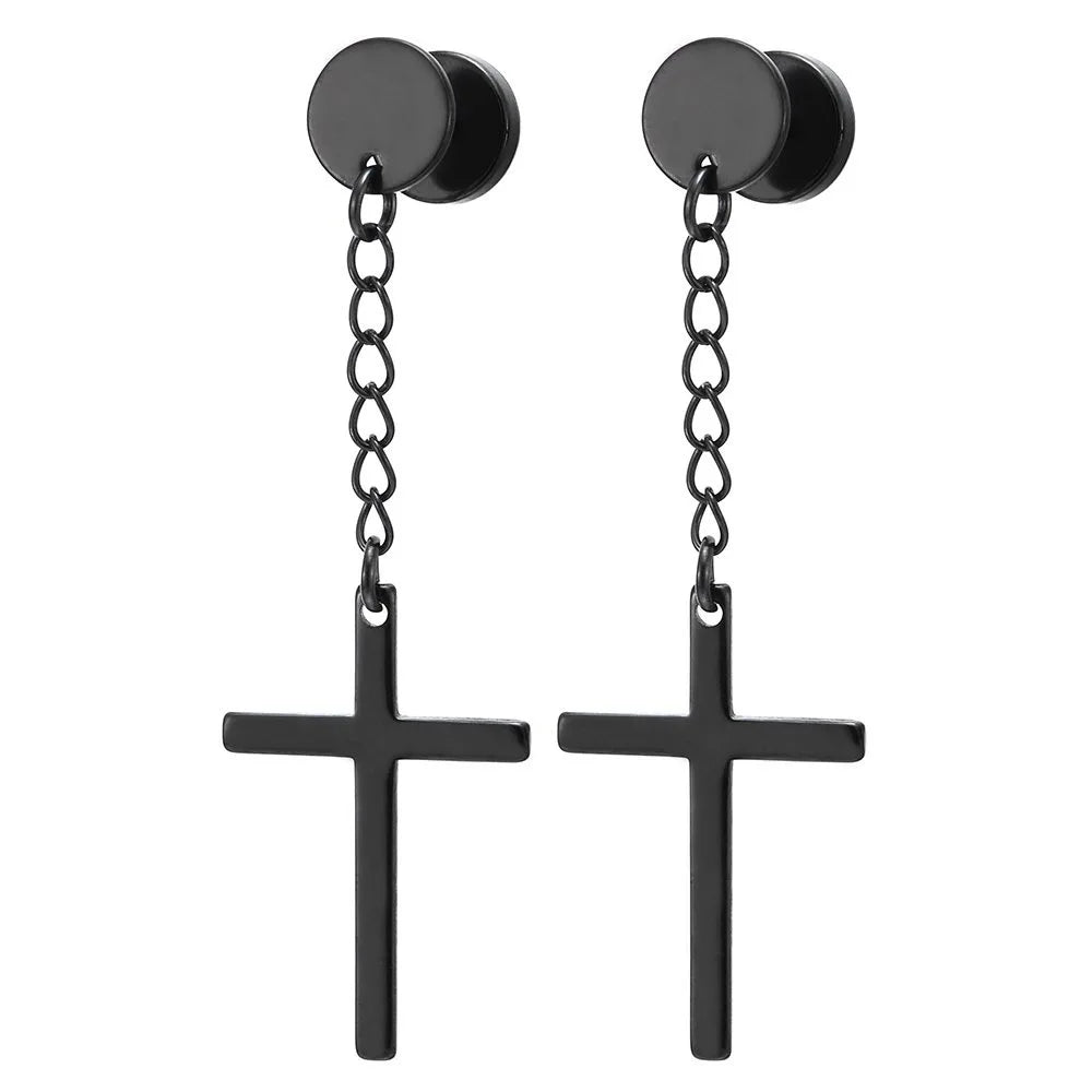 Black Punk Stainless Surgical Steel Stud Earrings For Men Women Small Vintage Hip Hop Ear Jewelry Accessories Earrings Wholesale