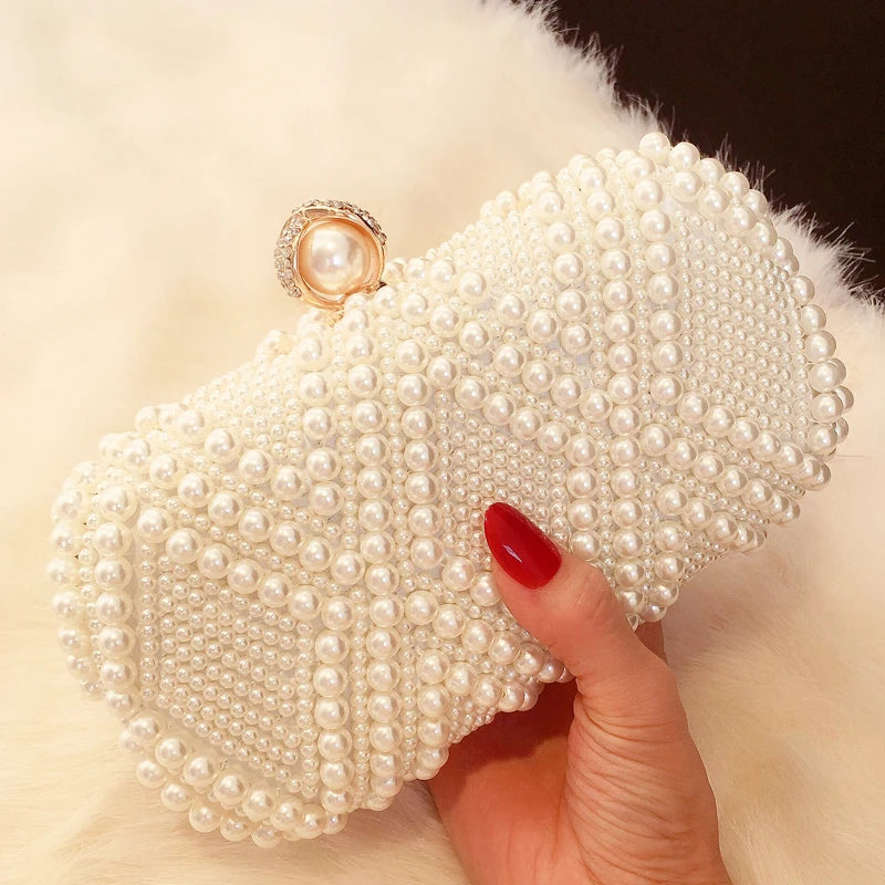 Pearl Clutch Bags Women Purse Ladies white Hand Bags Evening Bags for Party Wedding black Shoulder Bag Bolsa Feminina
