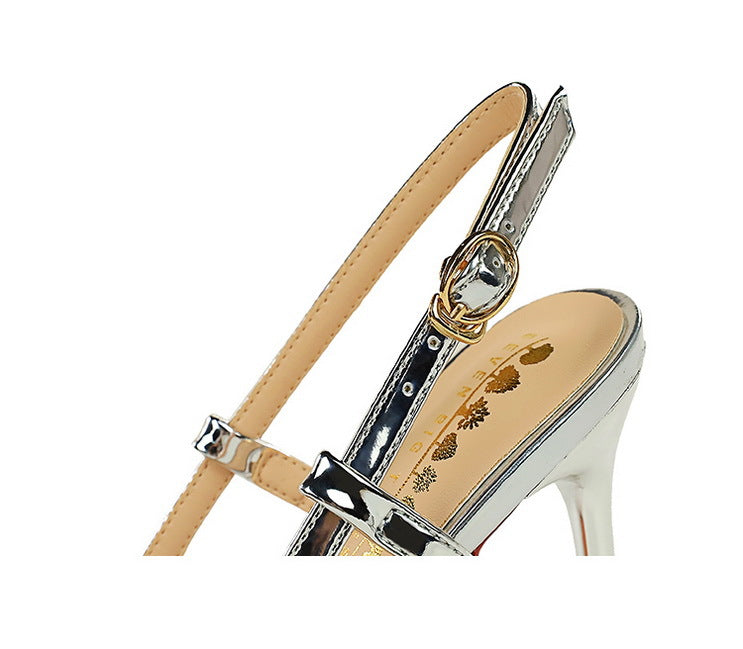 Fashion hollow Weaving Women Pumps Metal pointed tip High Heels Stiletto 9.5 cm buckle Summer Women's high-heeled sandals Shoes