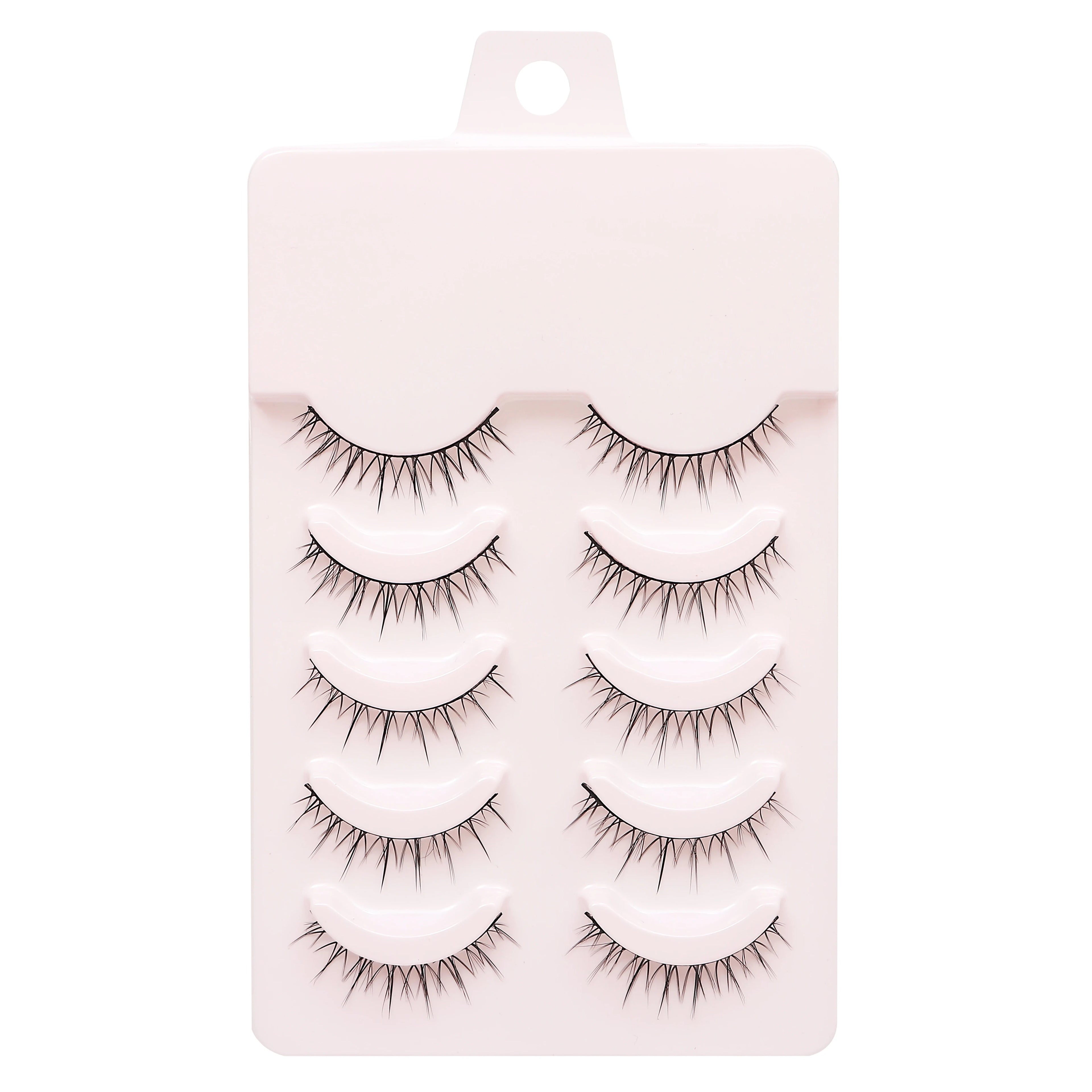 LTWEGO Fake Eyelash Mink Lashes 5 Pairs Little Devil Eyelashes Natural Daily Makeup Manga Eyelashes Clear Band Eyelashes Cilios