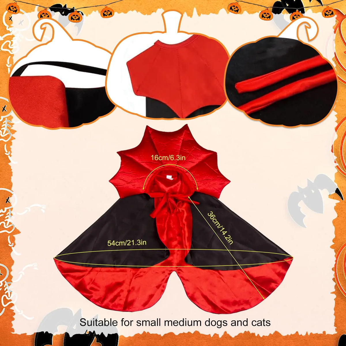 Halloween Dog Costumes Vampire Cape, Pet Cats Cosplay Costume Funny Clothes Cloak, Dog Mantle Apparel for Halloween Party