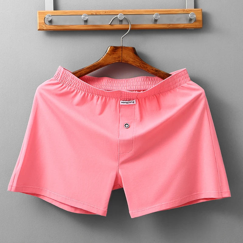 Men Casual Summer Elastic Waist Solid Shorts Printed Clothing Solid Color Shorts Japanese Style Cotton Home Shorts