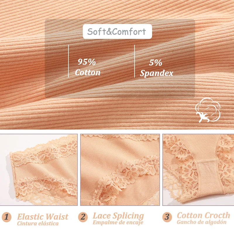 3PCS/Set  Women Cotton Seamless Panties Sexy Low Waist Sretch Solid Color Briefs Female Breahtable Underwear Ribbed Lingerie