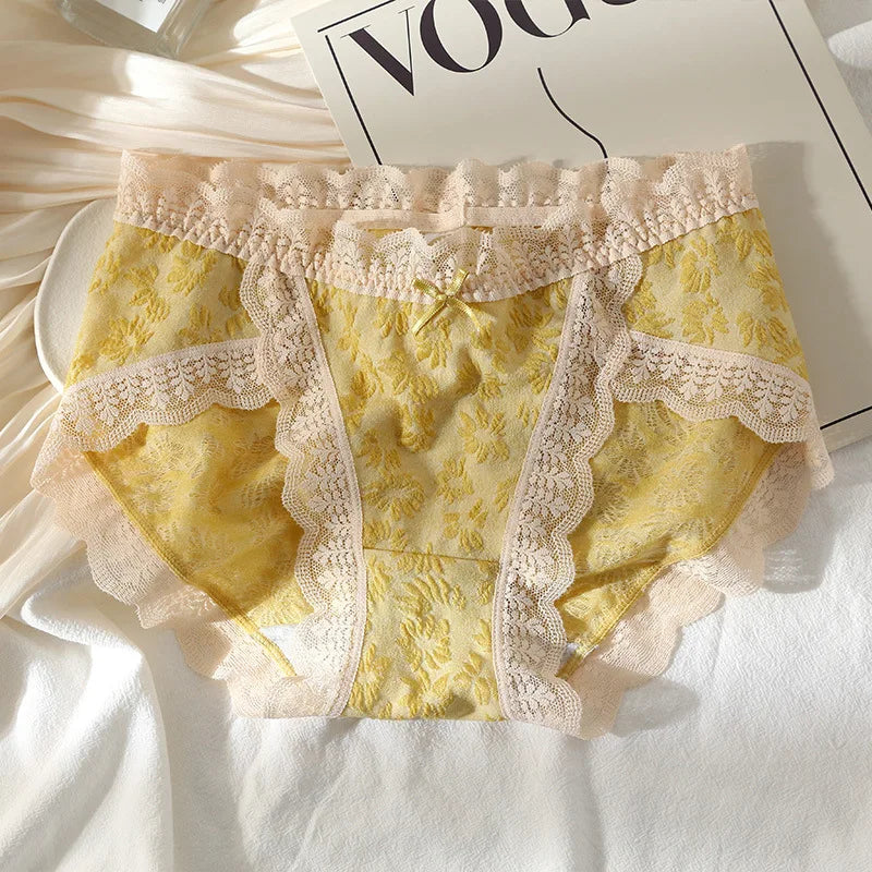 M-XL Sexy Lace Panties Women's Underwear Panty Plus Size Fashion Flower Briefs Mid Waist Seamless Underpants Female Lingerie