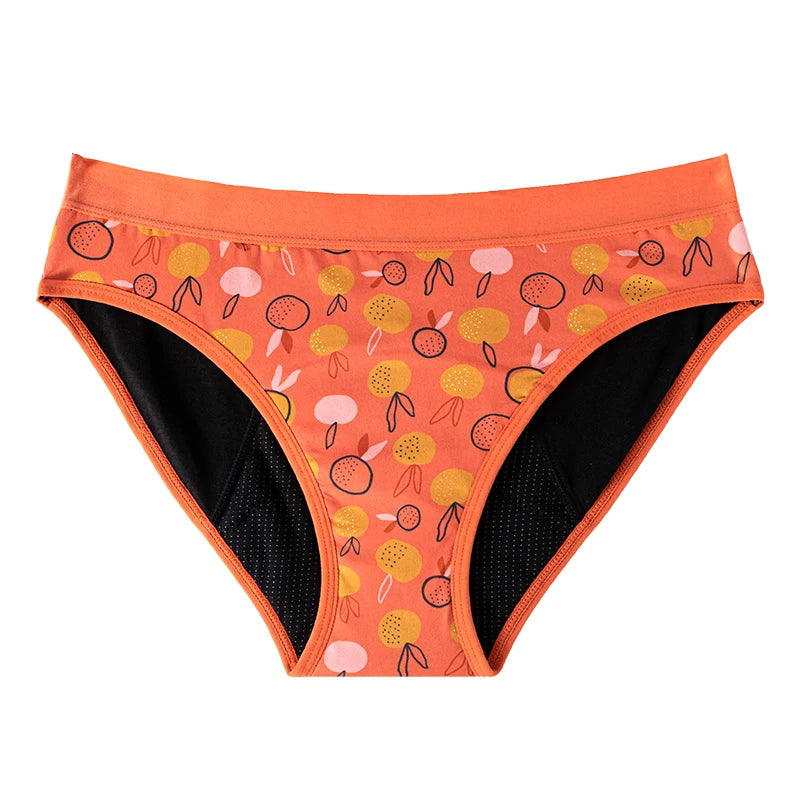 For Teenager Girls Cotton Menstrual Panties Printing Fabric Underwear 4-Layer Medium Flow Absorption Ladies Period Briefs