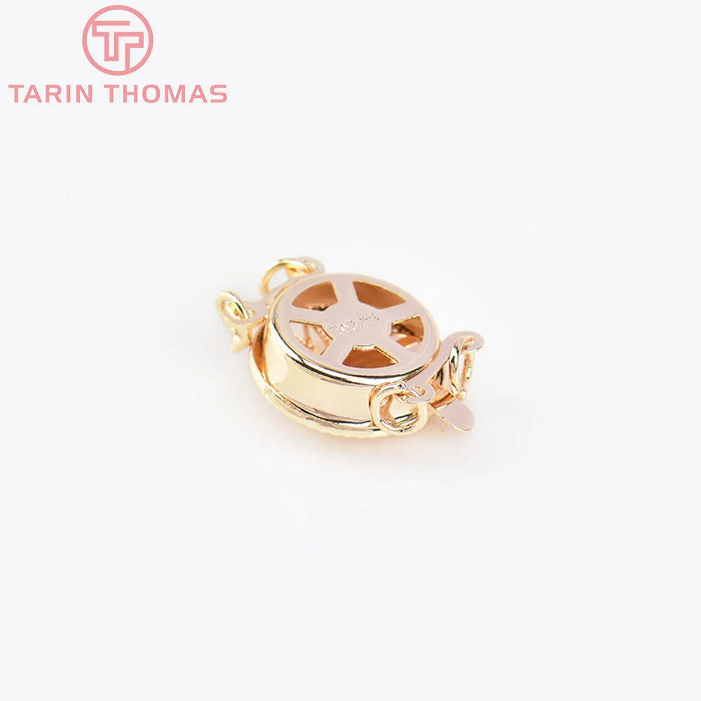 (5798) 4PCS 12MM 24K Gold Color Brass Round Bracelet Necklace Connector Clasp High Quality Diy Jewelry Accessories Wholesales
