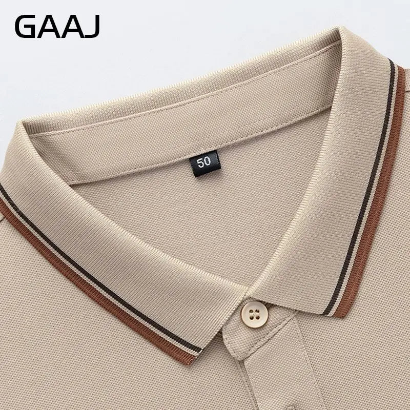 GAAJ Business Polo Shirt Men,Casual Brand Tops,Striped Collar T shirt,High Quality Cotton Tee,Social Poloshirt,Menswear Clothes