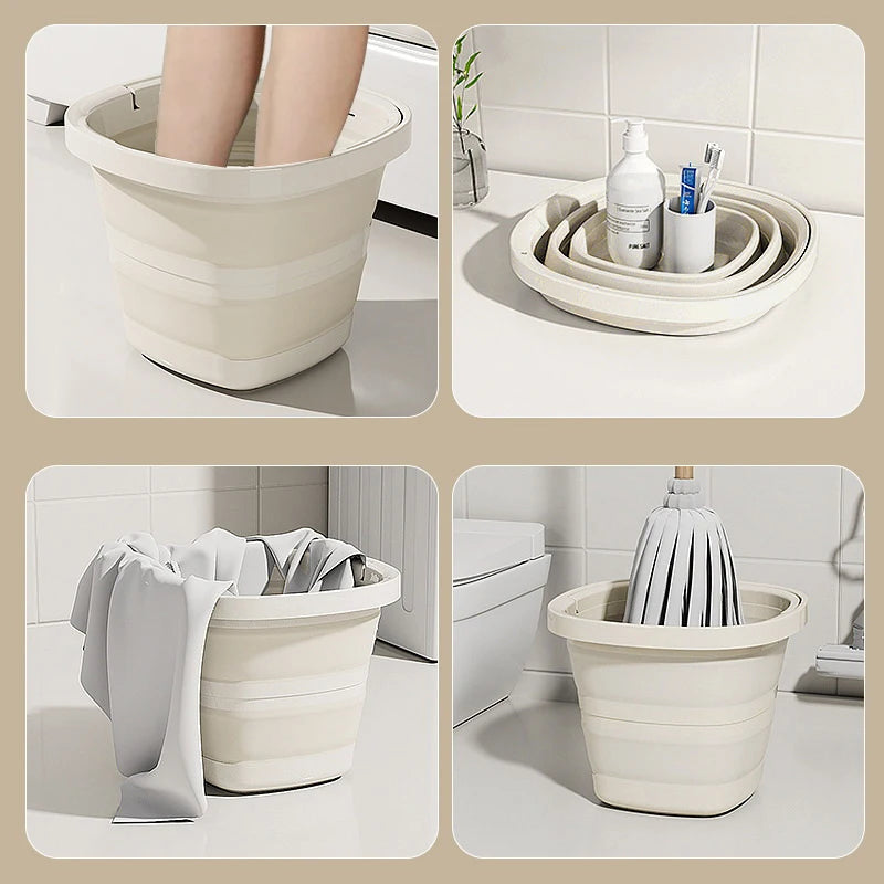 Folding Water Bucket, Large-capacity Household Multi-functional Thickened Hand-held Bucket, Outdoor Fishing Plastic Water Bucket
