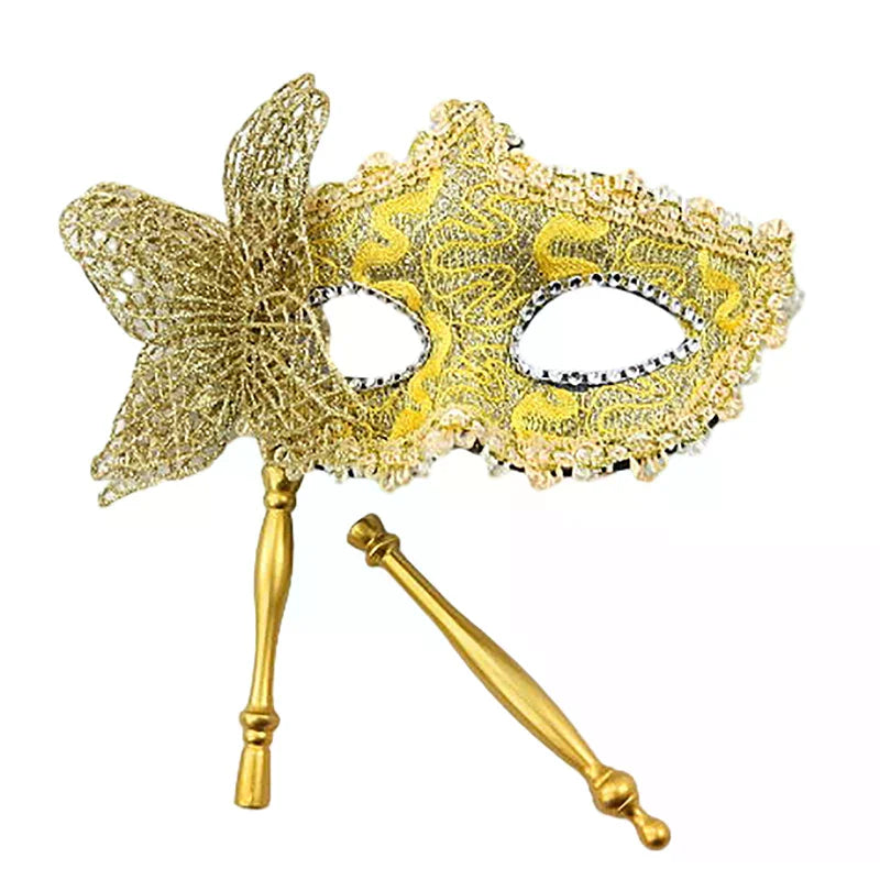 Halloween Party Mask With Holding Stick Evening Prom Masquerade Mask Stage Cosplay Props Half Face Masks For Women