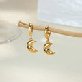 Zircon Star Moon Earrings For Women Gold Color Stainless Steel Star Moon Drop Earring Fashion Aesthetic Christmas Jewelry Gift