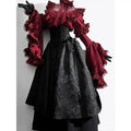 Halloween costume black and red gothic Lolita half skirt long skirt shirt two-piece set 2025 new Lolita