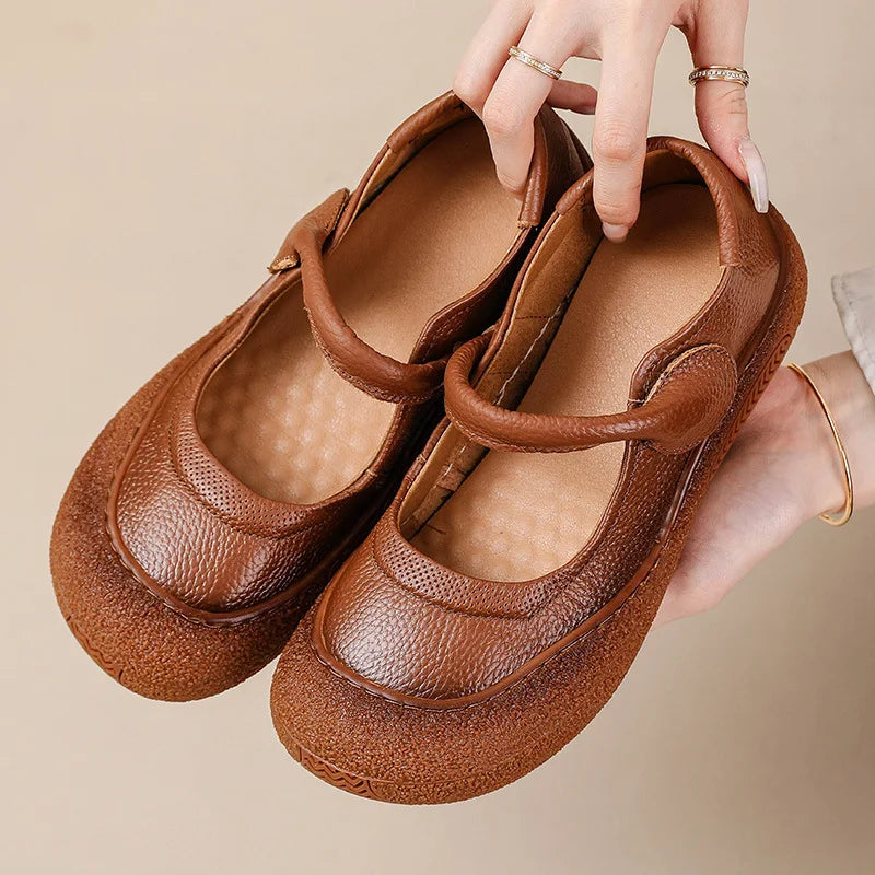 New real leather handmade shoes for women all season oxfords flats woman laced up moccasins cozy mom boat shoes round toe flats
