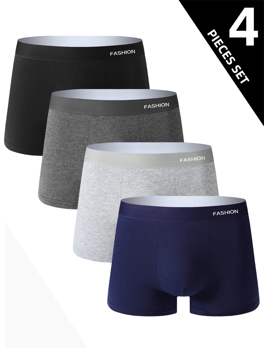4 Pieces Men’s Underwear, Soft and Fashionable Personality Solid Color Boxer Men's Briefs, Sports Breathable Boxer Briefs