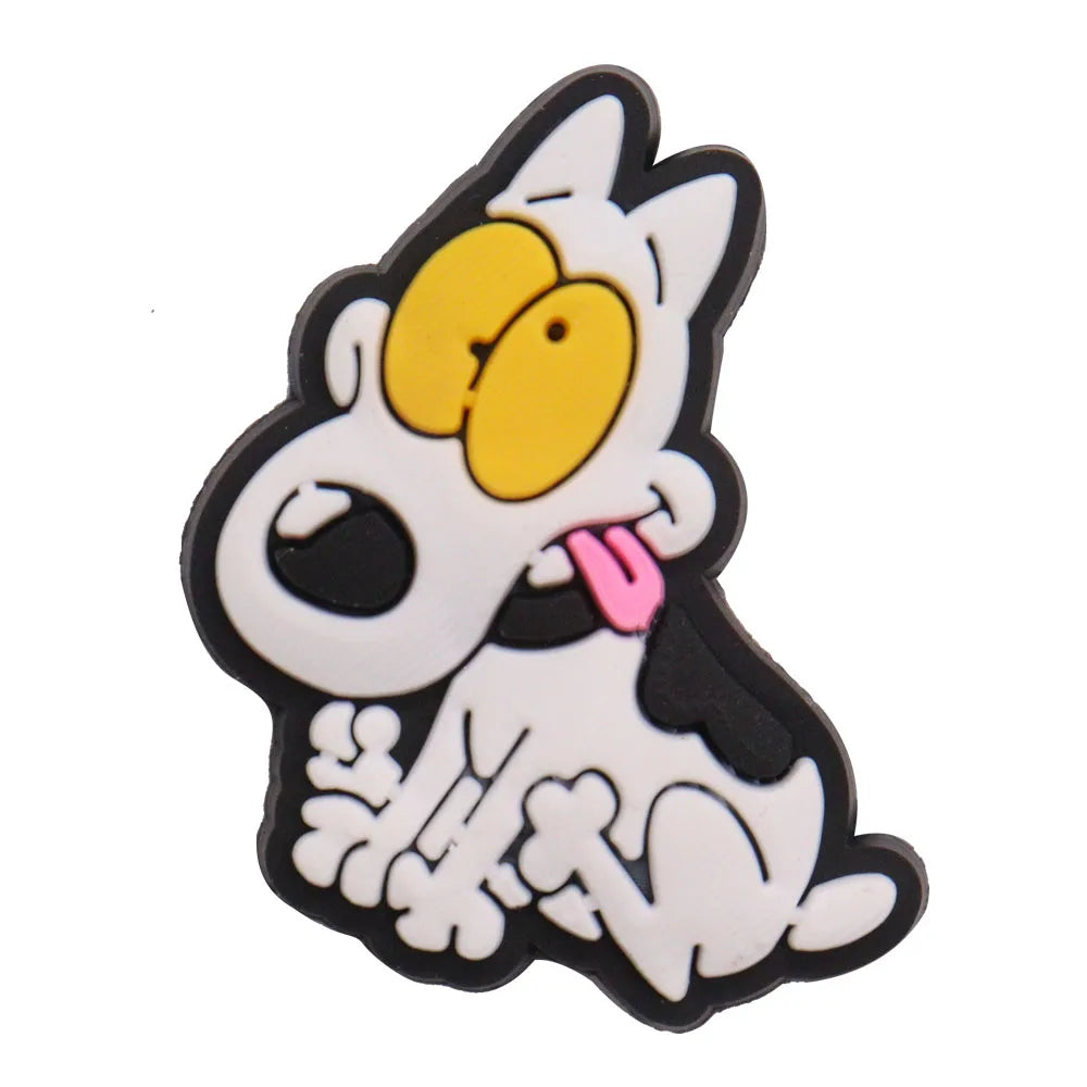 1PCS PVC Kawaii Animal Kinds Of Dog Mom Dad Sandals Shoe Decoration Charms Fit Wristbands Buckle Slipper Accessories Xmas Gifts