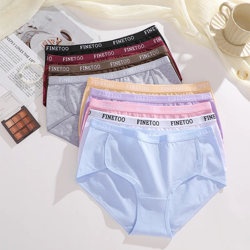 4PCS/Set Cotton Women's Panties Low Rise Briefs Sexy Solid Color Female Letter Waist Underpants Intimate Lingerie for Women
