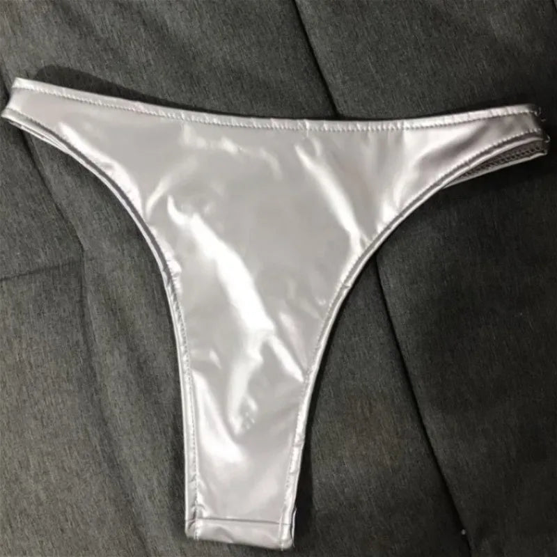 Patent Leather Women's Sexy Micro Shorts Nightclub Shiny Slimming Glossy Tiny Bikini Short Panties for Dancer Stage Performances