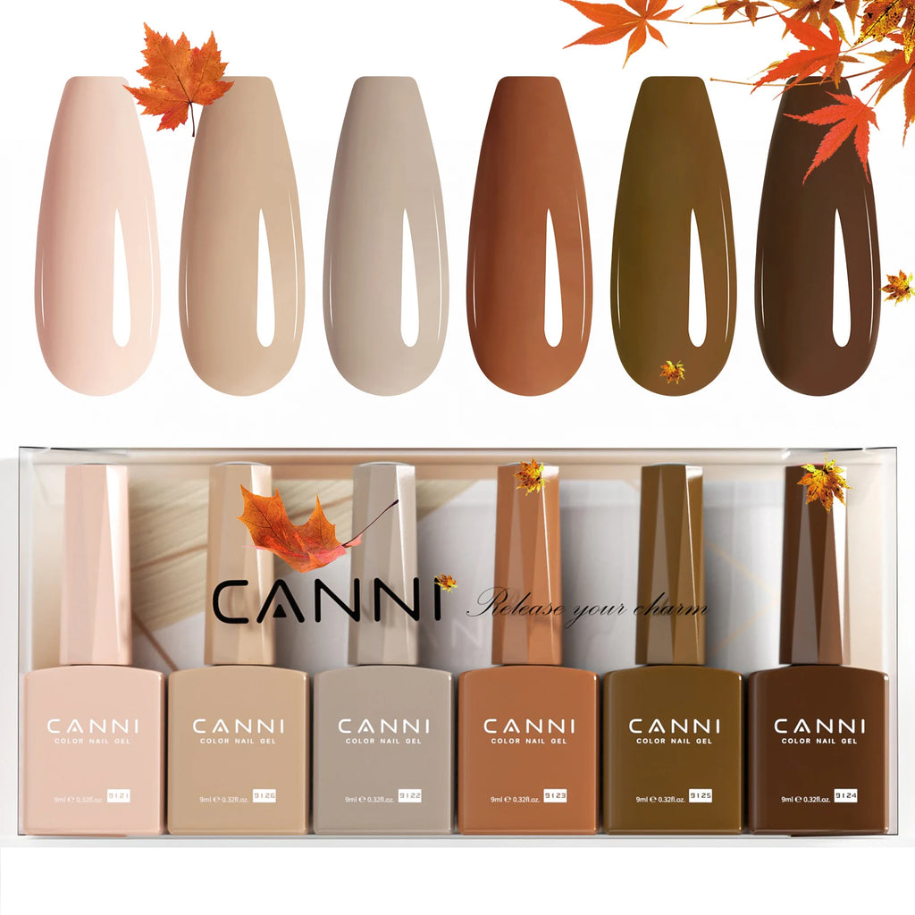 CANNI Hema TPO Free Nail Gel Polish Fall Nails Maillard Color Collection Semi Permanent Diamond Longwear Top Coat 9ml