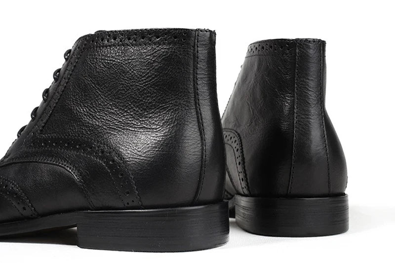 British Brock Carved Leather Boots Retro Business Formal Leather Shoes Fashion Men's Boots Cowhide Men's Short Boots