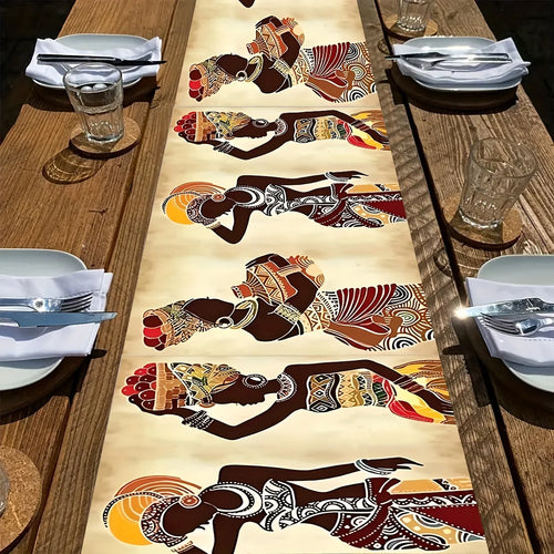 1 Piece African Decorative Table Runner, Perfect for Daily Decoration, Farmhouse Style, Autumn and Winter Theme, Holiday Party Decoration - Rectangular Woven Table Runner