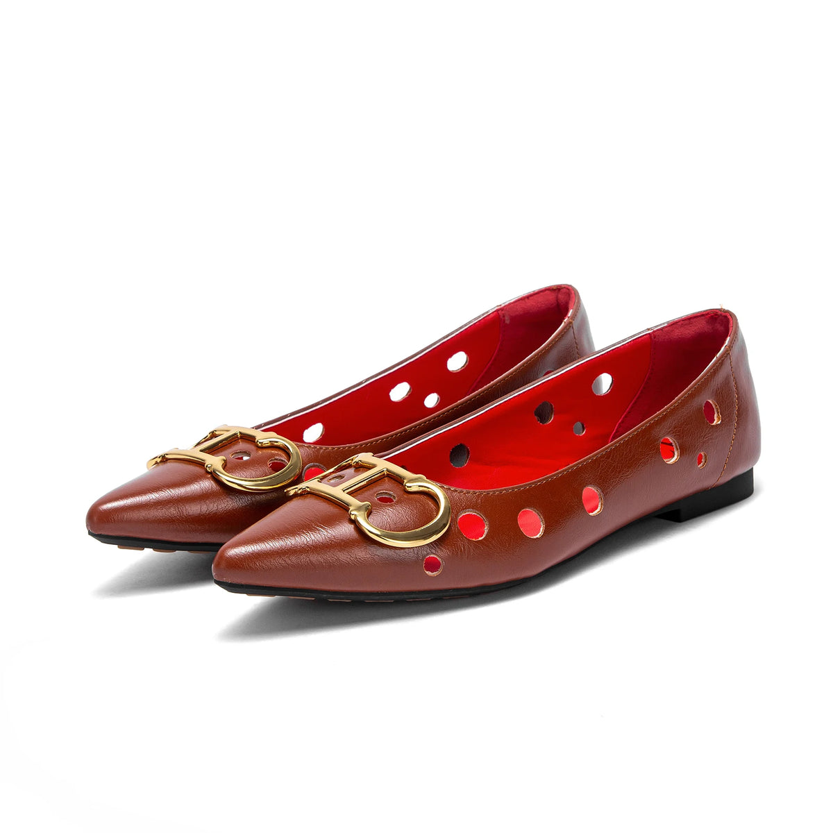 CHCH Women's Flat Shoes 2025 New Punching Design Pointed Women's Shoes Simple Anti slip