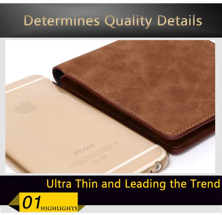 New Men Wallet Leather Business Foldable Wallet Luxury Slim  Hipster Cowhide Credit Card/ID Holders Inserts Coin Purses
