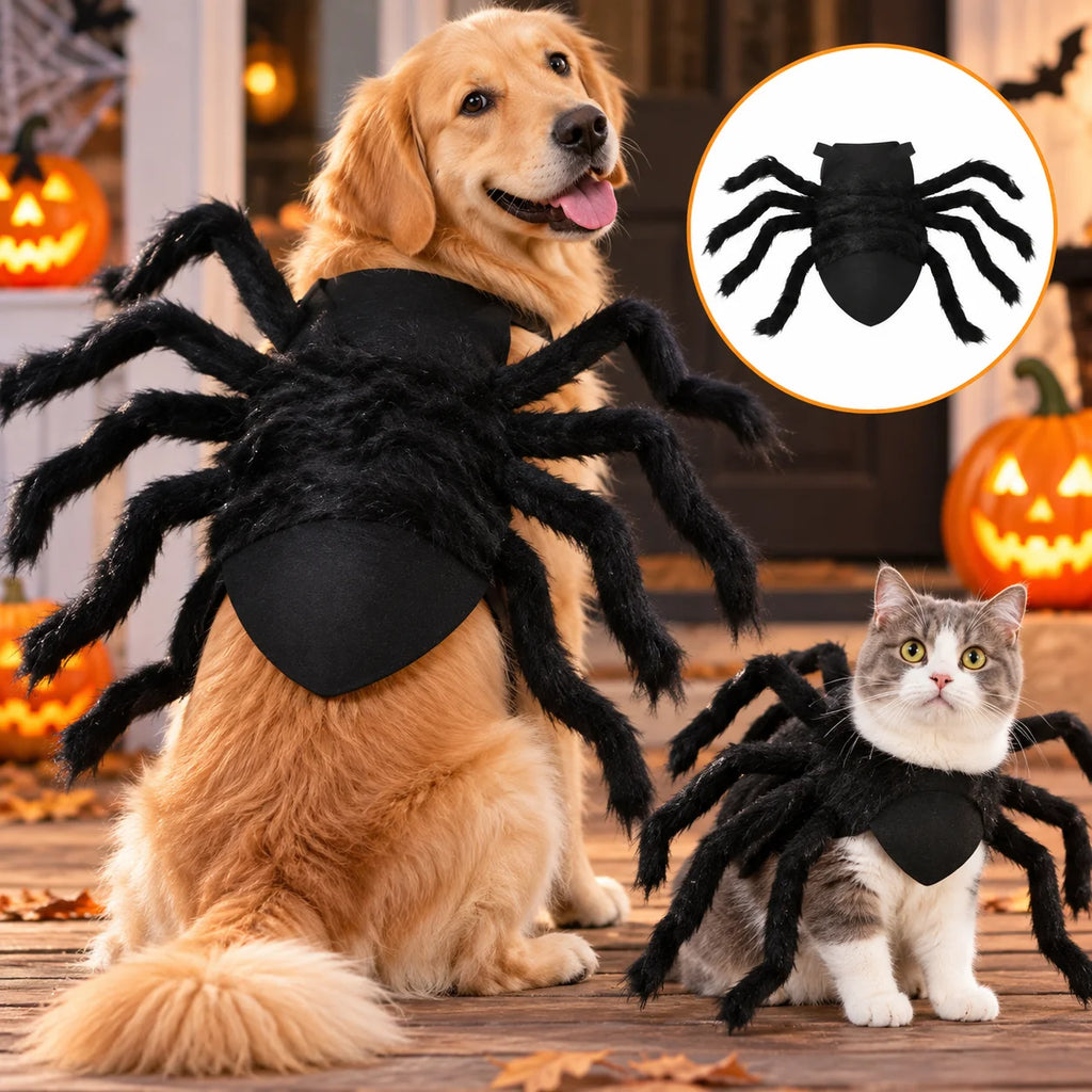 Halloween Dog Cat Spider Costume Funny Pet Cosplay Clothes Realistic Furry Chest Back Design Party Costumes for Small Medium Pet