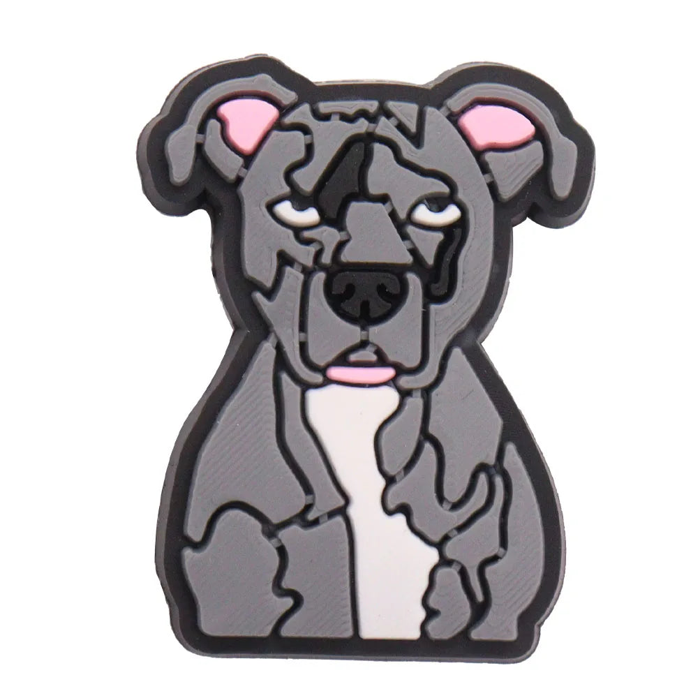 1PCS PVC Kawaii Animal Kinds Of Dog Mom Dad Sandals Shoe Decoration Charms Fit Wristbands Buckle Slipper Accessories Xmas Gifts