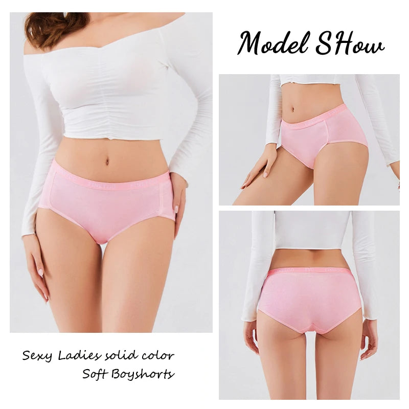 4PCS/Set Cotton Women's Panties Low Rise Briefs Sexy Solid Color Female Letter Waist Underpants Intimate Lingerie for Women
