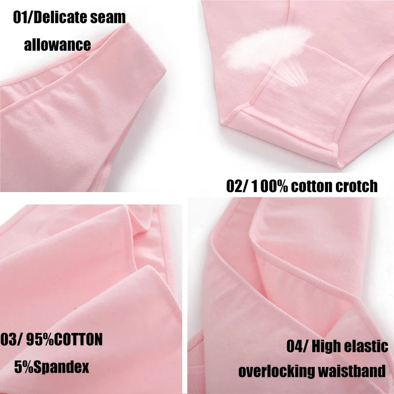 Women Sexy Cotton Panties Solid Color Underwear Simple Style Briefs Low Waist Breathable Panties Female Soft Intimates Lingerie